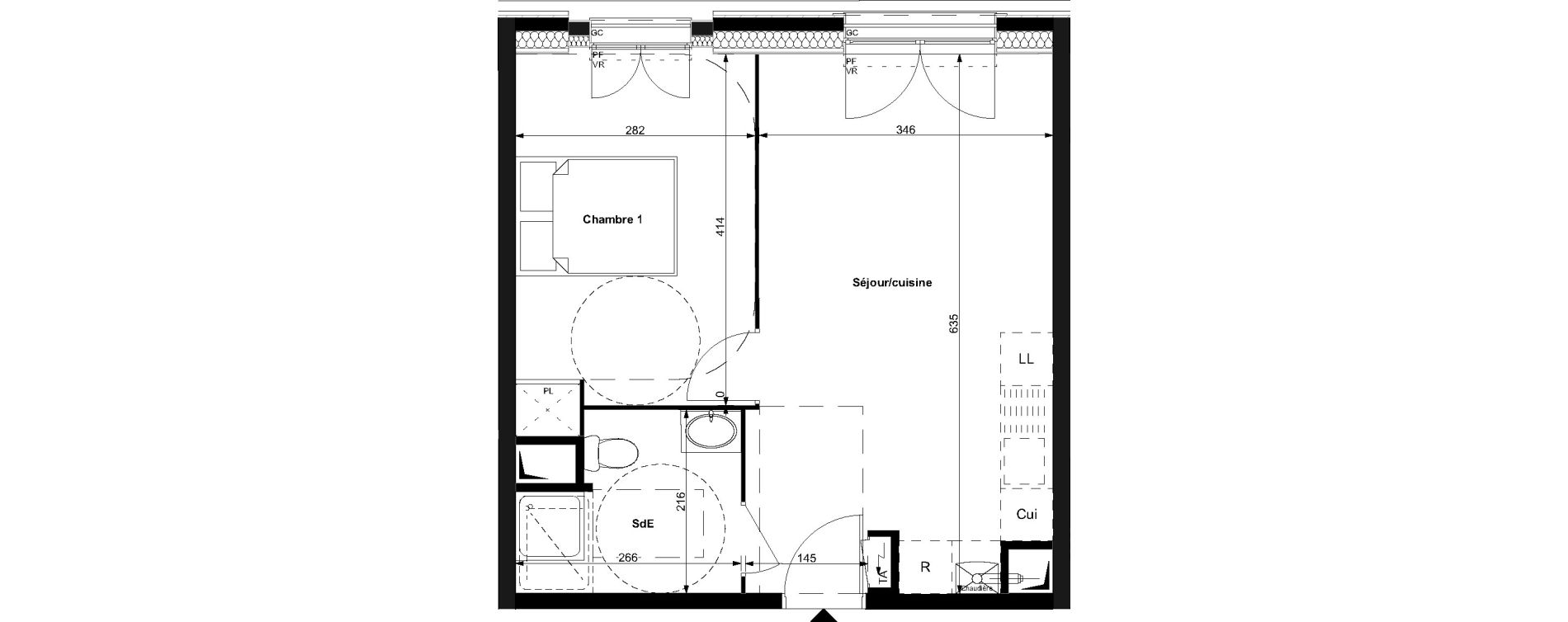 Appartement T2 de 38,75 m2 au Plessis-Bouchard Centre