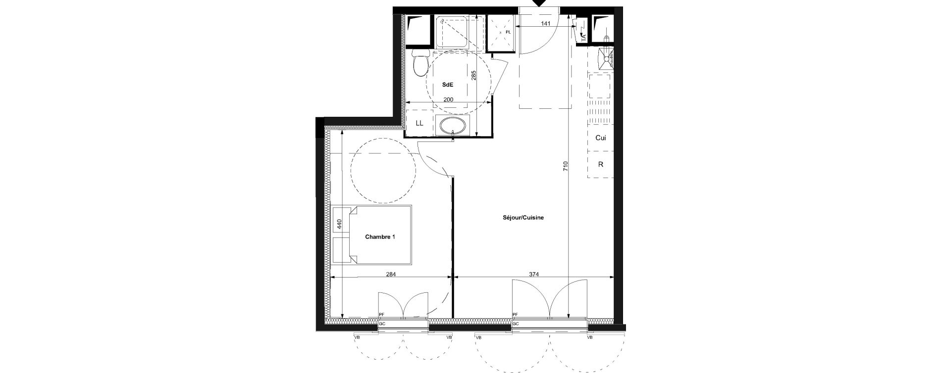 Appartement T2 de 40,65 m2 au Plessis-Bouchard Centre