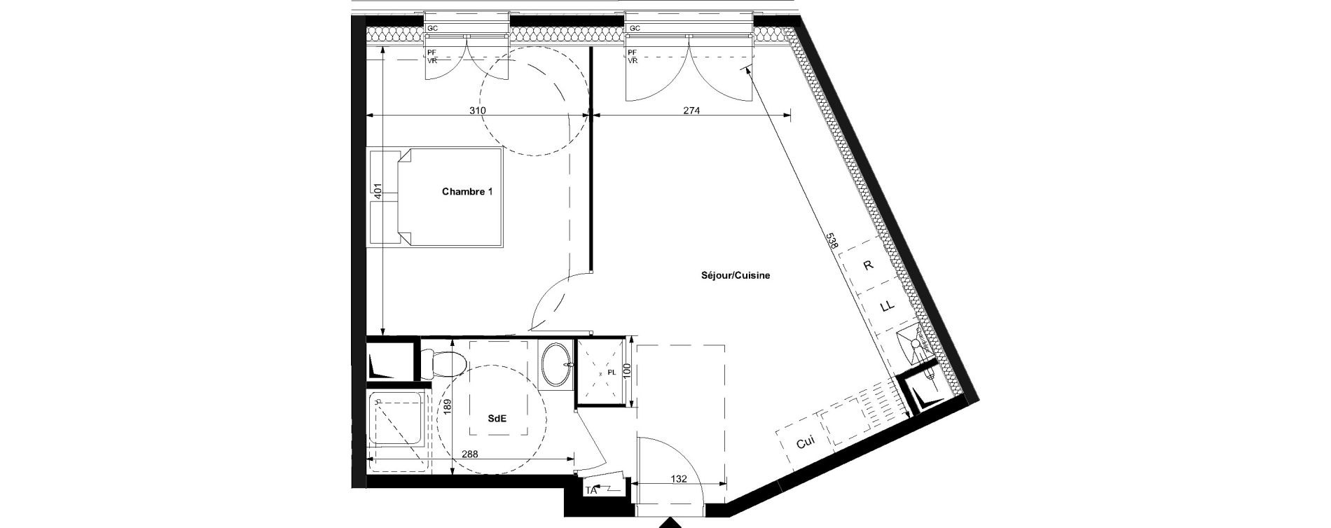 Appartement T2 de 41,15 m2 au Plessis-Bouchard Centre