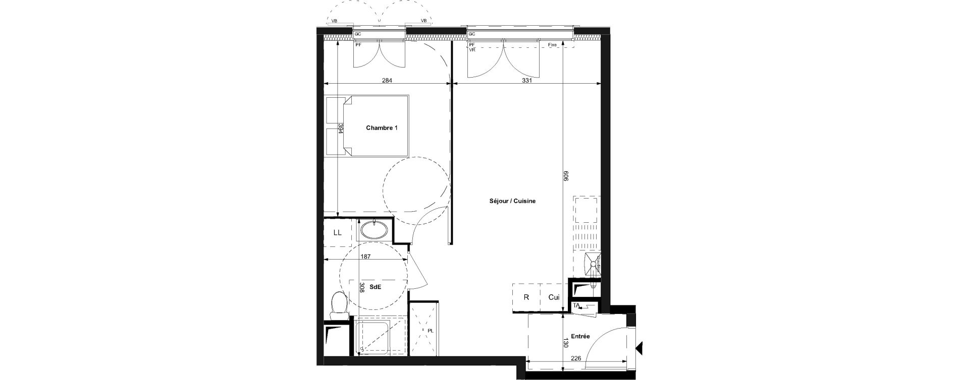 Appartement T2 de 43,45 m2 au Plessis-Bouchard Centre