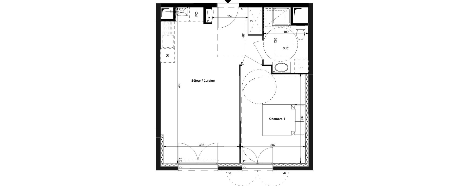 Appartement T2 de 42,85 m2 au Plessis-Bouchard Centre