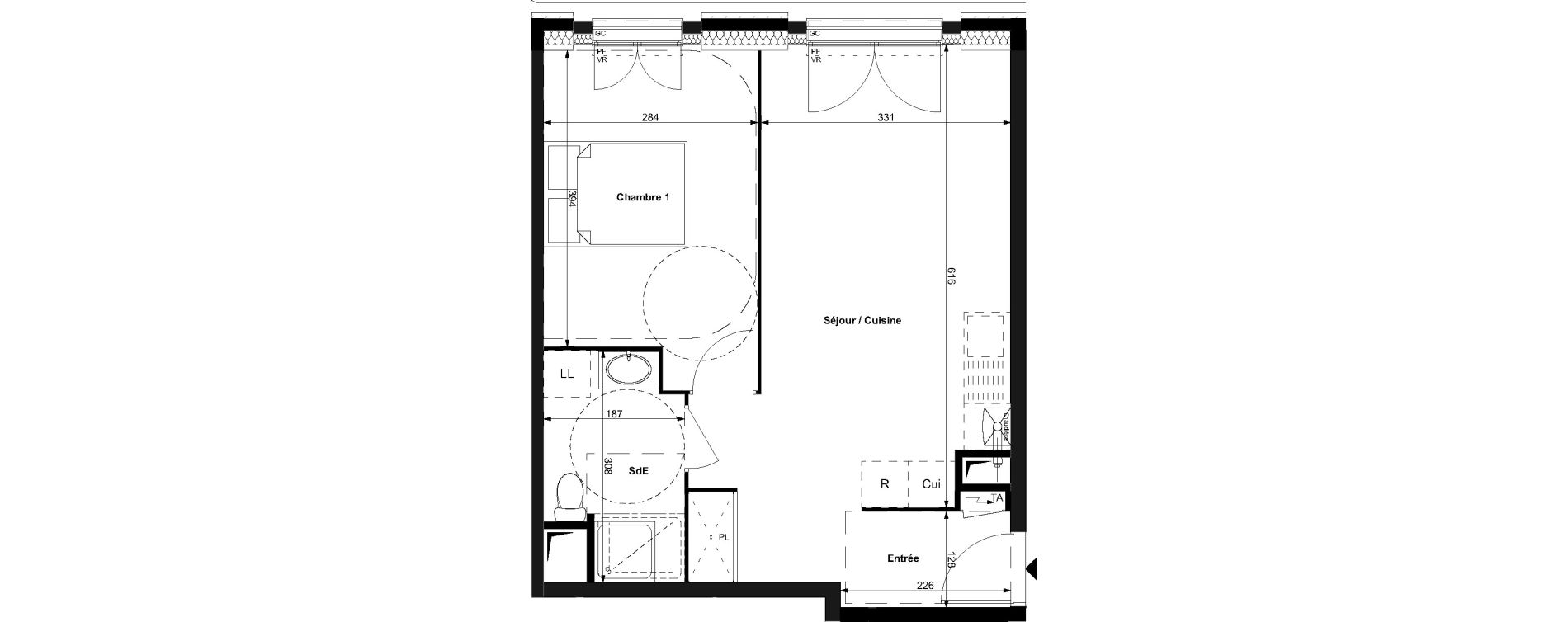Appartement T2 de 43,25 m2 au Plessis-Bouchard Centre