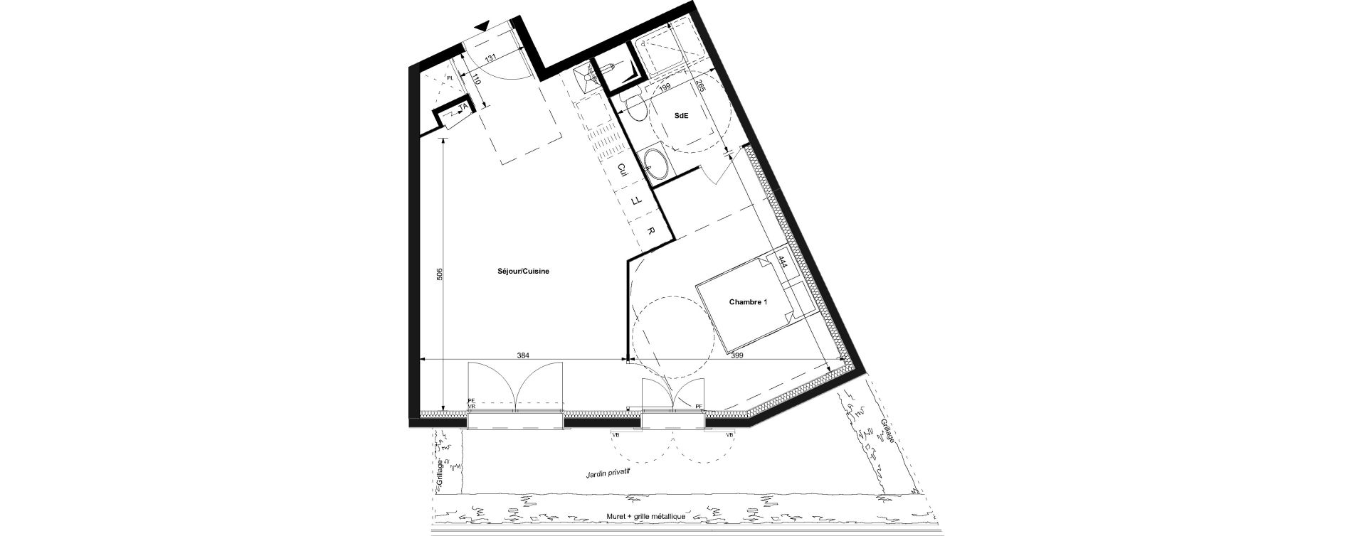 Appartement T2 de 43,15 m2 au Plessis-Bouchard Centre