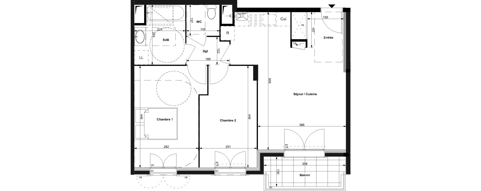 Appartement T3 de 59,05 m2 au Plessis-Bouchard Centre