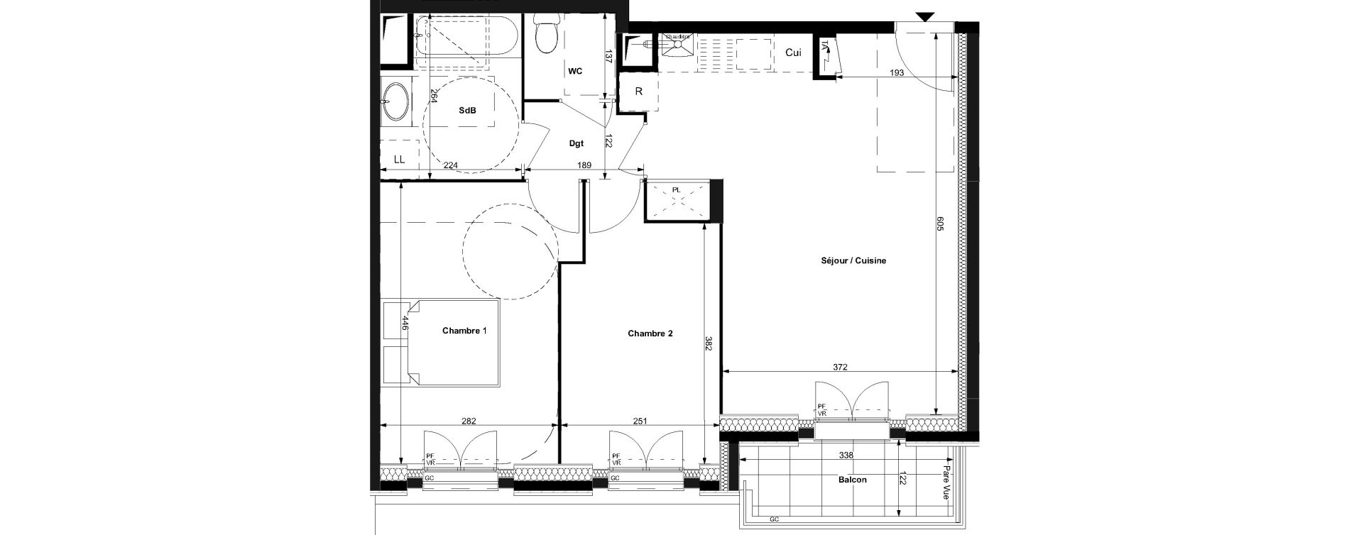 Appartement T3 de 58,85 m2 au Plessis-Bouchard Centre