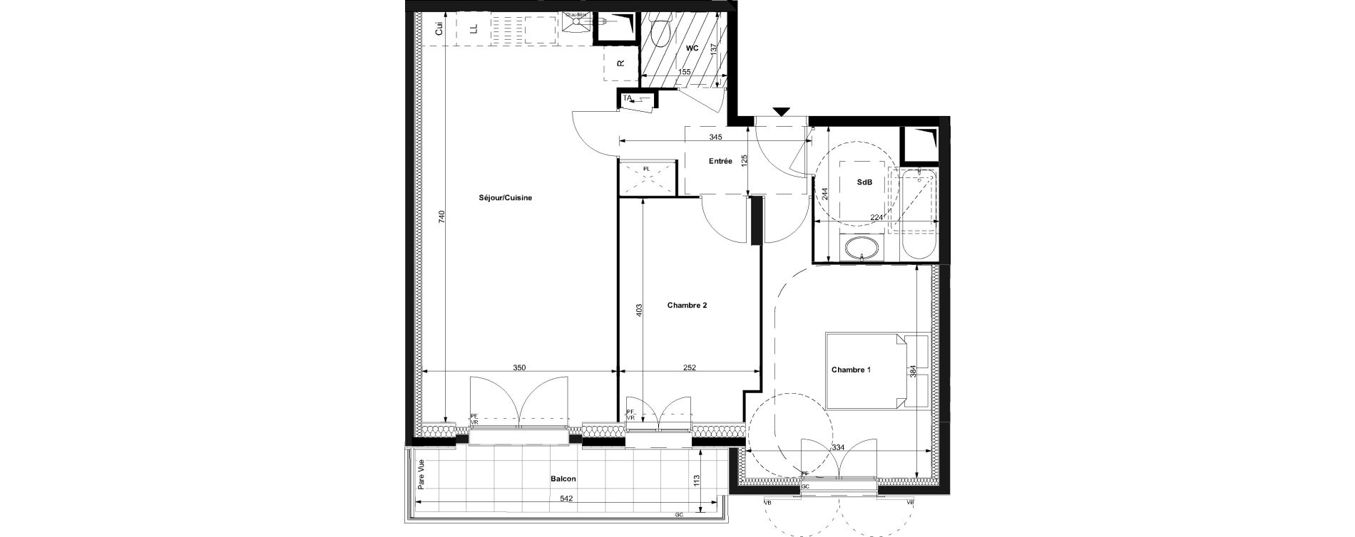 Appartement T3 de 61,55 m2 au Plessis-Bouchard Centre