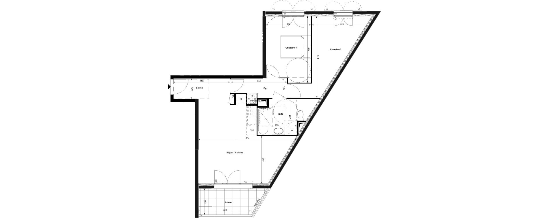 Appartement T3 de 62,55 m2 au Plessis-Bouchard Centre