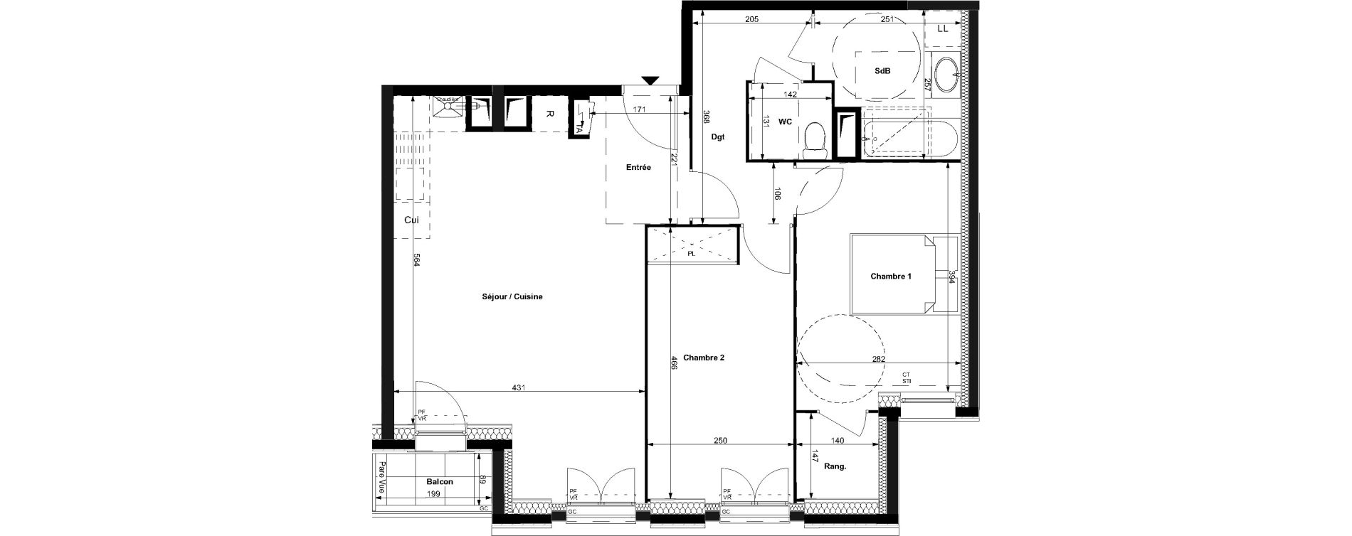 Appartement T3 de 66,50 m2 au Plessis-Bouchard Centre
