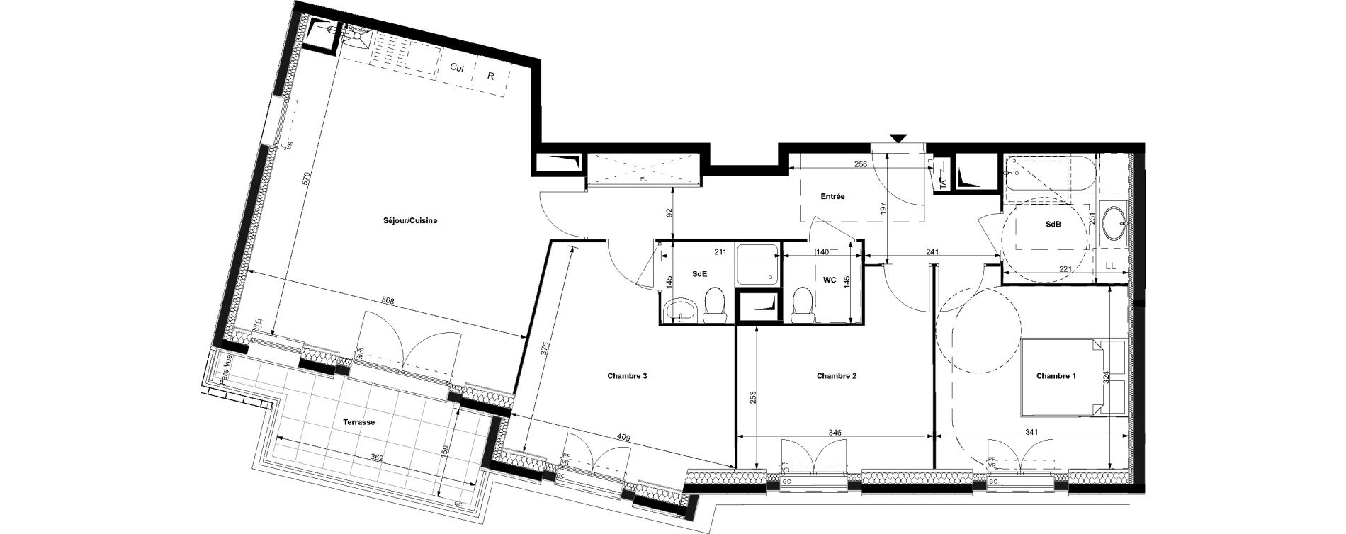 Appartement T4 de 83,10 m2 au Plessis-Bouchard Centre