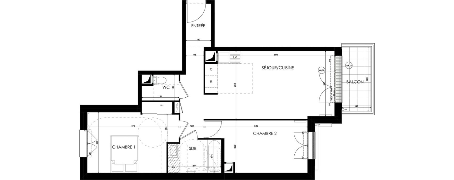 Appartement T3 de 64,14 m2 au Plessis-Bouchard Centre