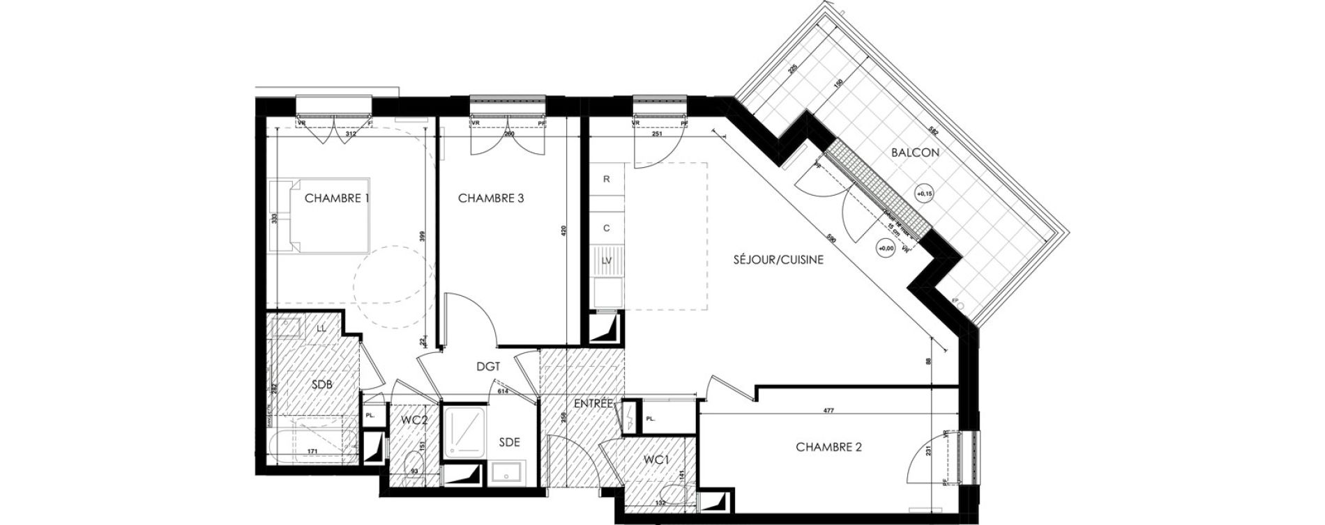 Appartement T4 de 78,51 m2 au Plessis-Bouchard Centre