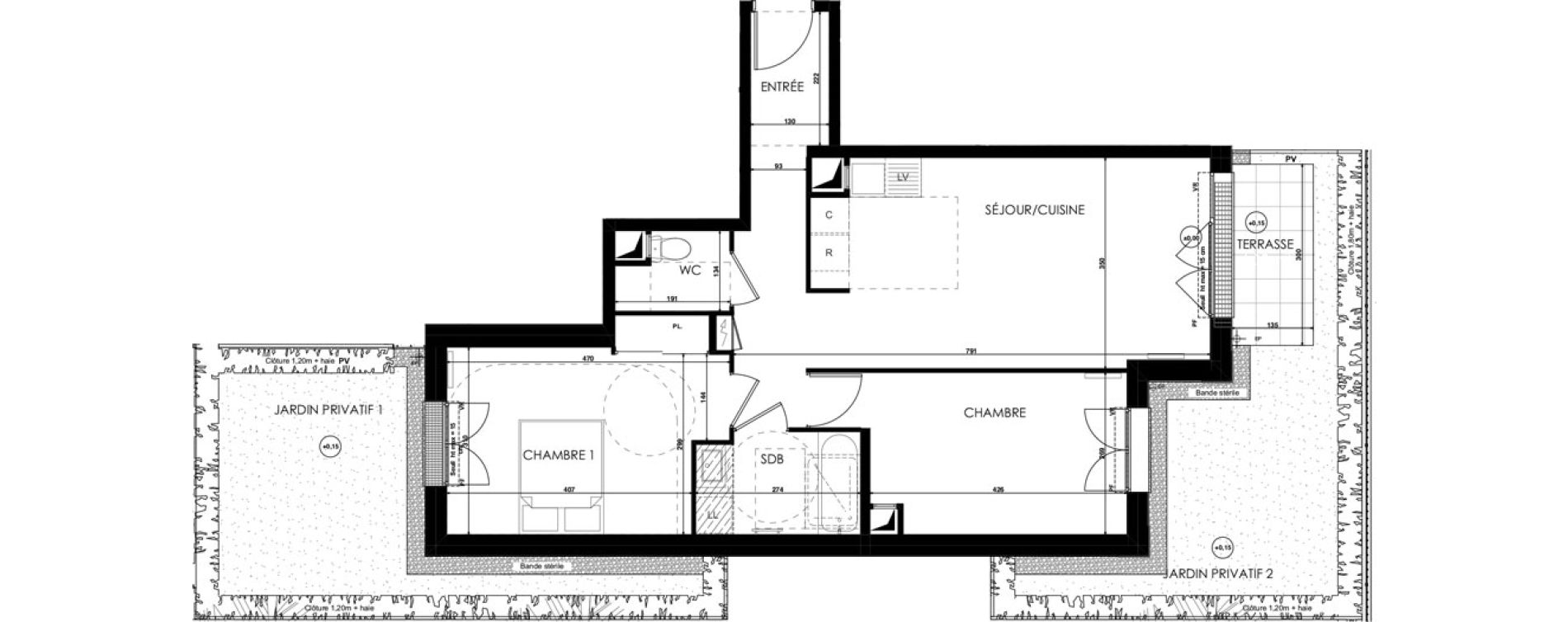 Appartement T3 de 64,12 m2 au Plessis-Bouchard Centre