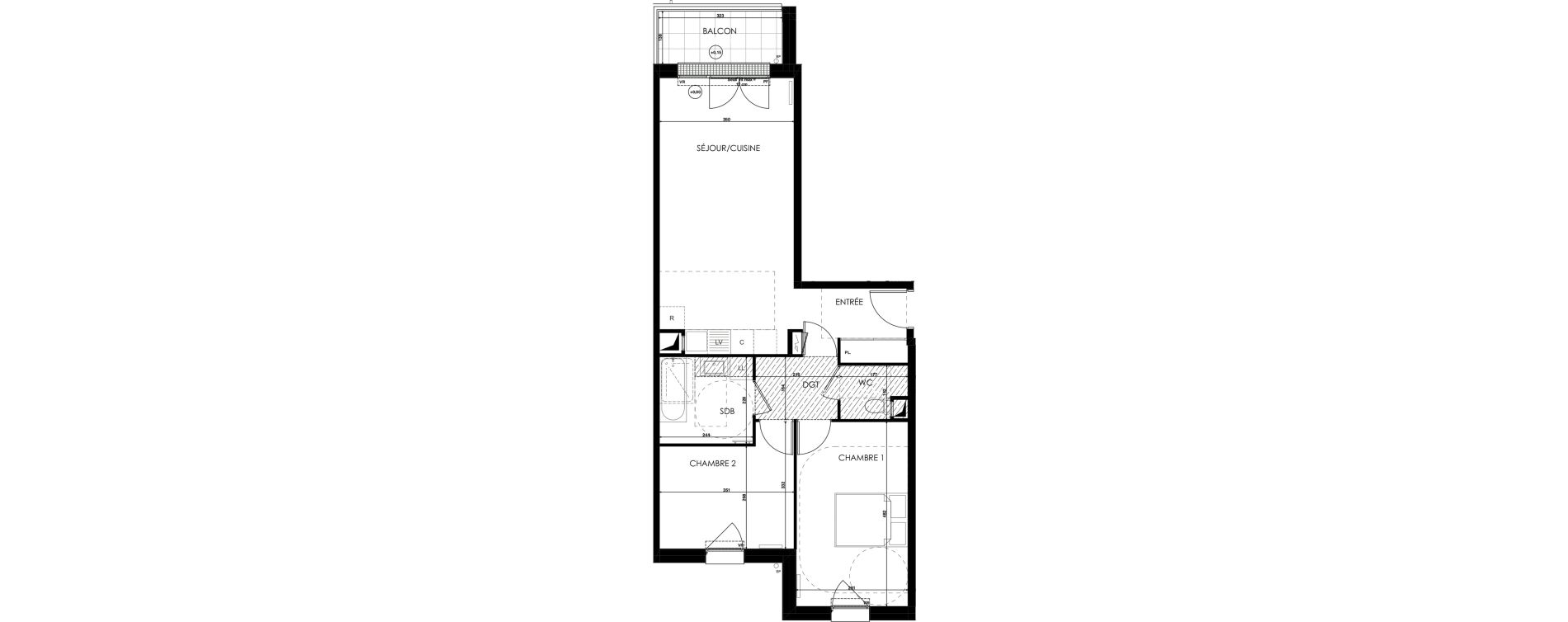 Appartement T3 de 65,51 m2 au Plessis-Bouchard Centre