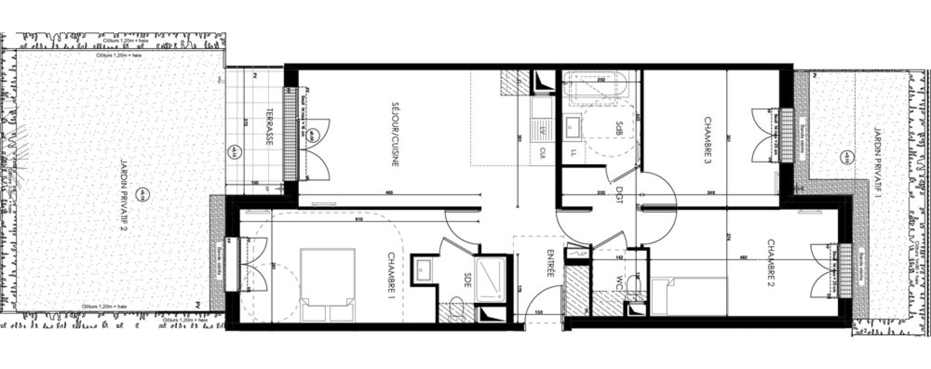 Appartement T4 de 83,30 m2 au Plessis-Bouchard Centre