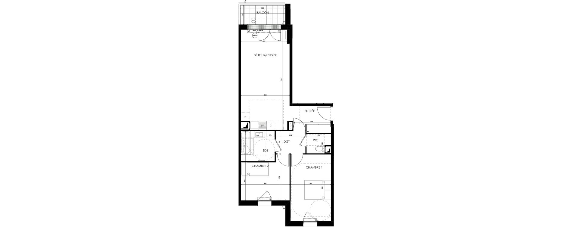 Appartement T3 de 65,33 m2 au Plessis-Bouchard Centre