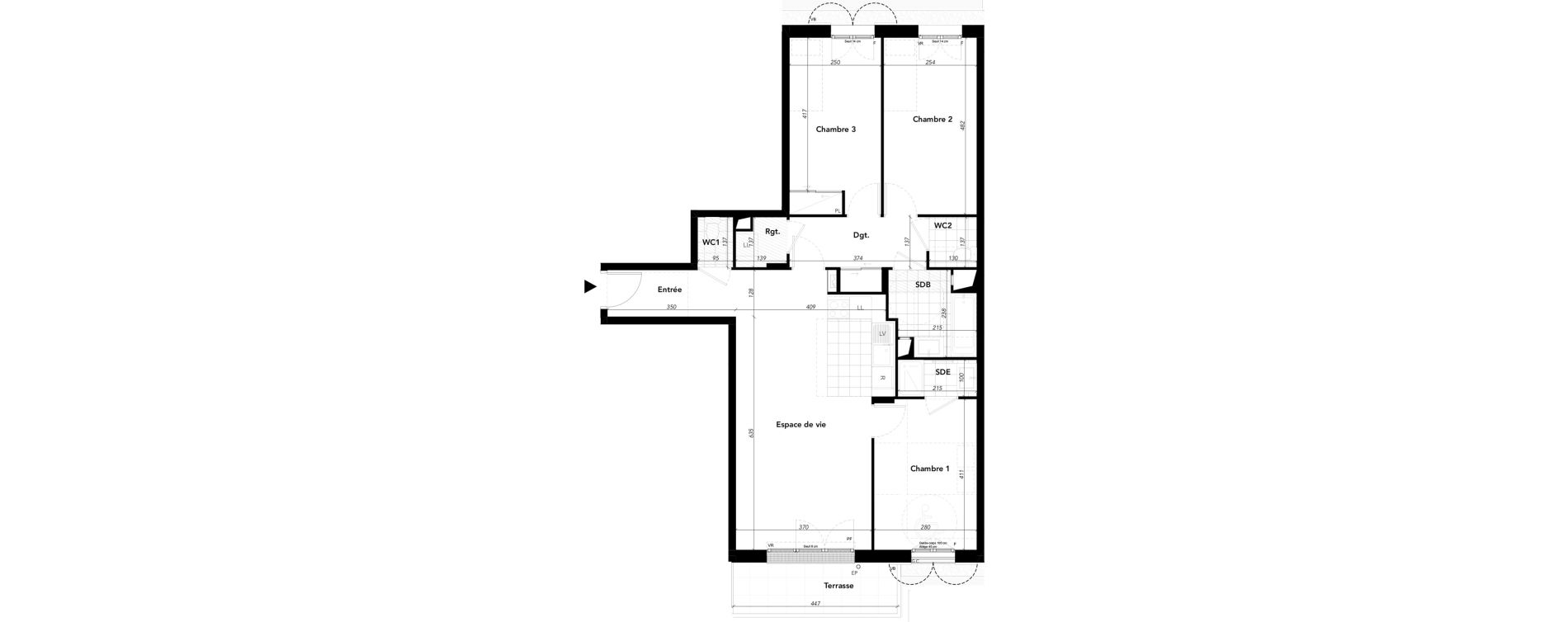 Appartement T4 de 86,83 m2 &agrave; L'Isle-Adam Centre