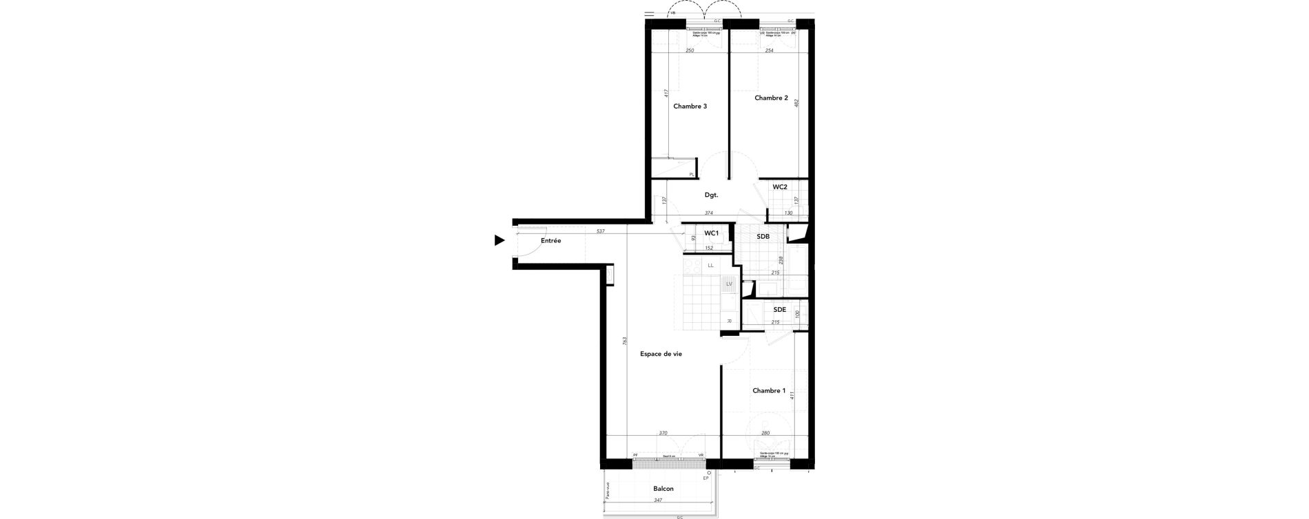 Appartement T4 de 82,88 m2 &agrave; L'Isle-Adam Centre