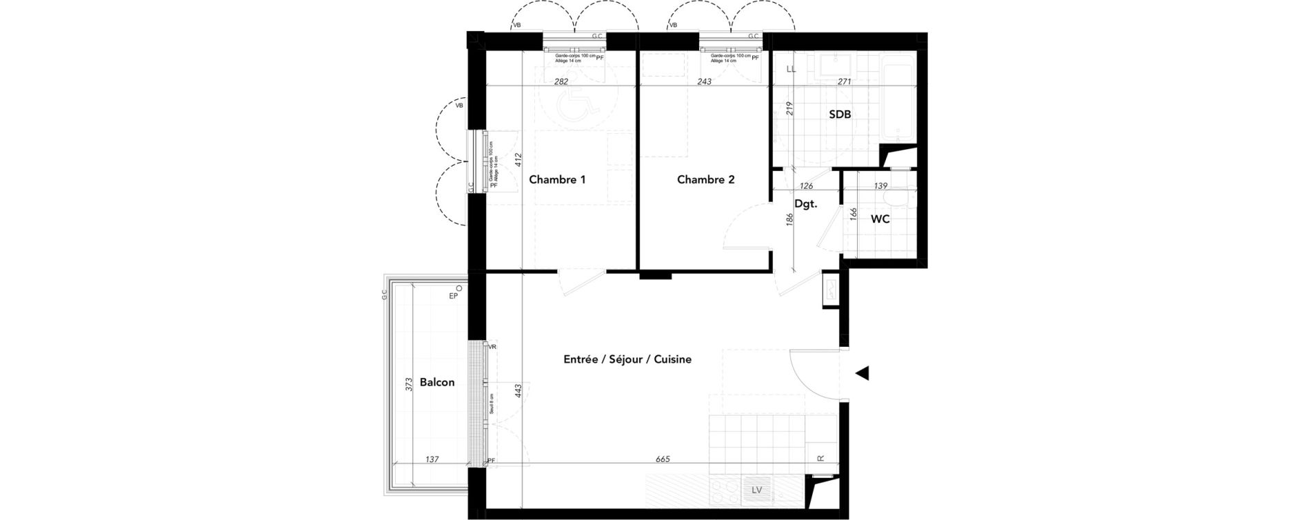 Appartement T3 de 60,65 m2 &agrave; L'Isle-Adam Centre