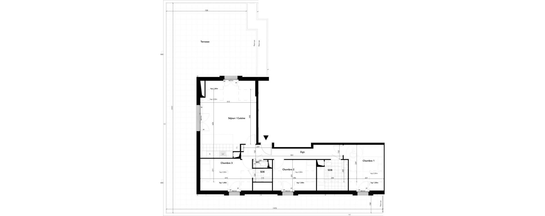 Appartement T4 de 82,36 m2 &agrave; L'Isle-Adam Centre