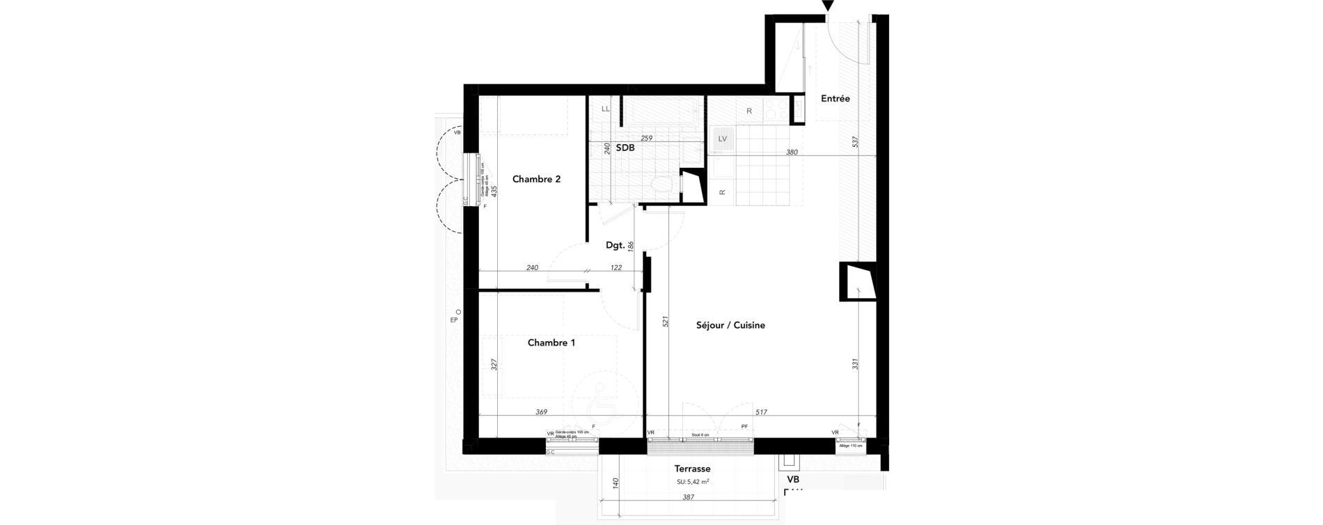 Appartement T3 de 69,48 m2 &agrave; L'Isle-Adam Centre