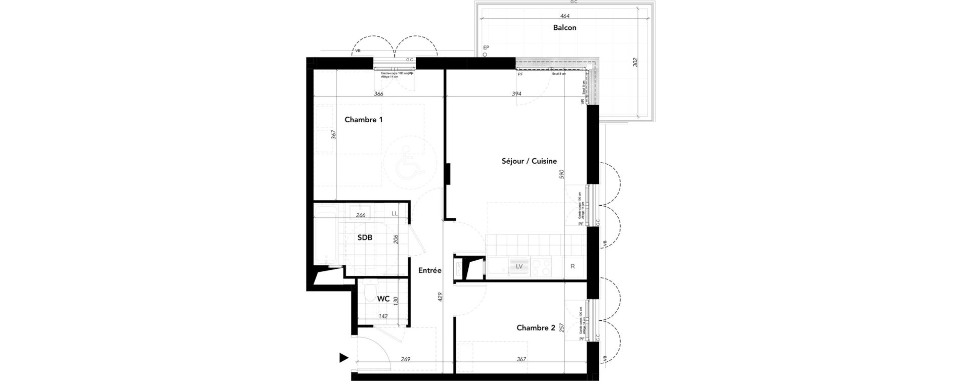 Appartement T3 de 59,62 m2 &agrave; L'Isle-Adam Centre