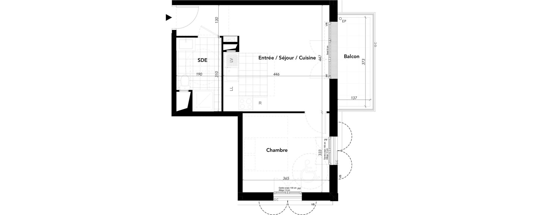 Appartement T2 de 39,48 m2 &agrave; L'Isle-Adam Centre