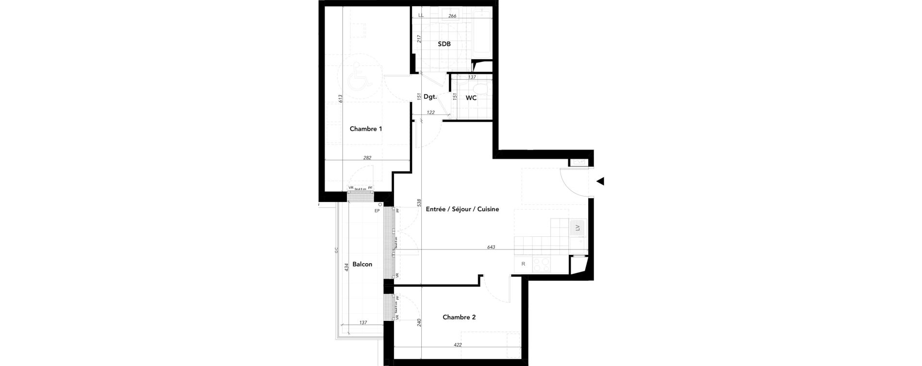 Appartement T3 de 64,81 m2 &agrave; L'Isle-Adam Centre