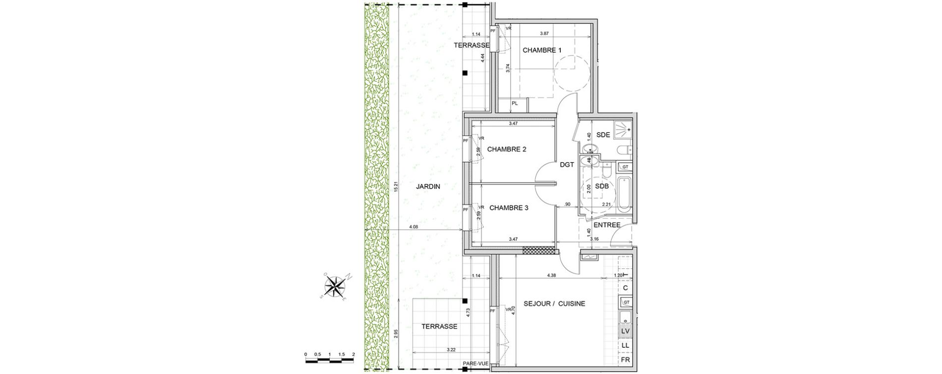Appartement T4 de 74,40 m2 &agrave; L'Isle-Adam Centre
