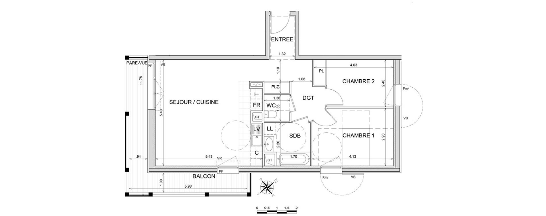 Appartement T2 de 65,70 m2 &agrave; L'Isle-Adam Centre