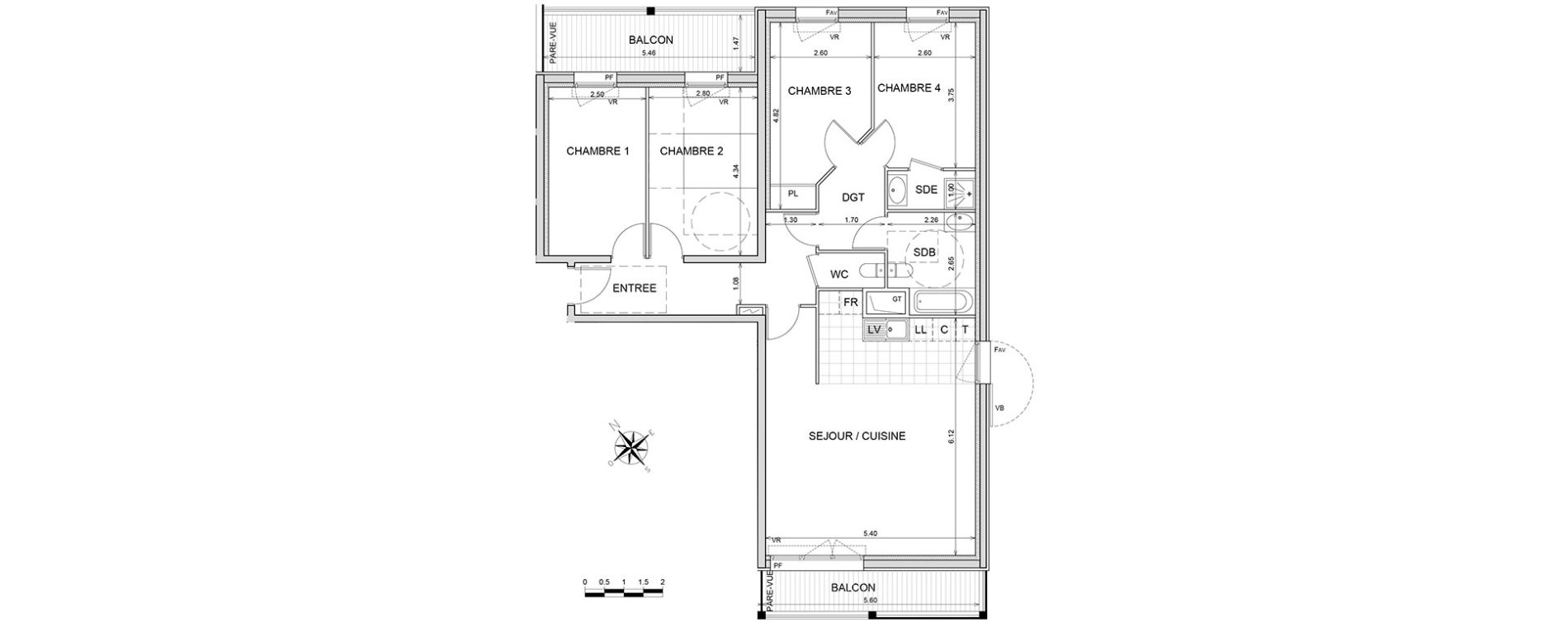 Appartement T5 de 100,20 m2 &agrave; L'Isle-Adam Centre