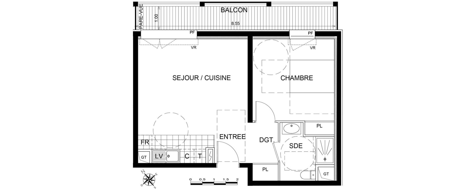 Appartement T2 de 44,50 m2 &agrave; L'Isle-Adam Centre