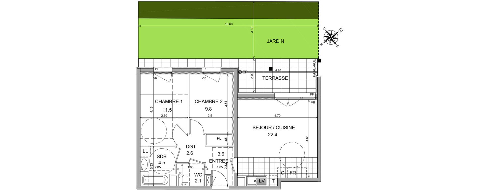 Appartement T3 de 56,50 m2 &agrave; L'Isle-Adam Centre