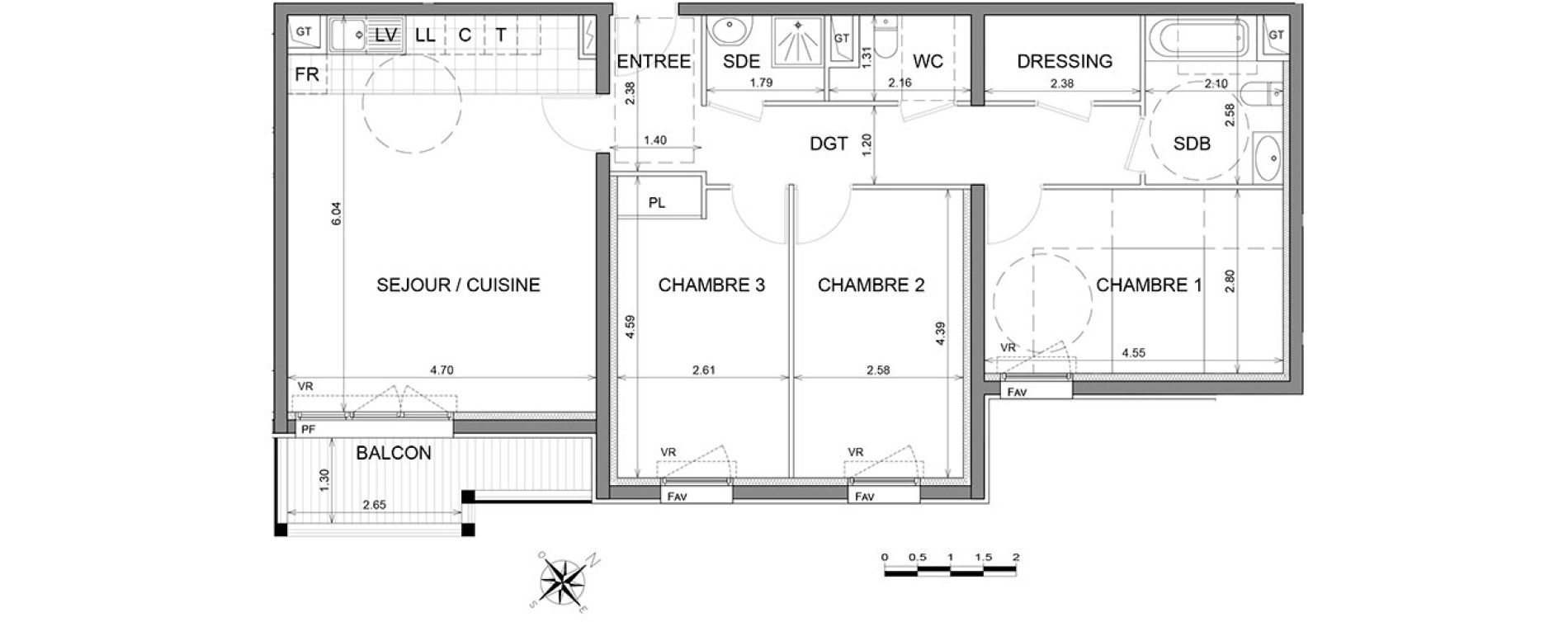 Appartement T4 de 87,90 m2 &agrave; L'Isle-Adam Centre