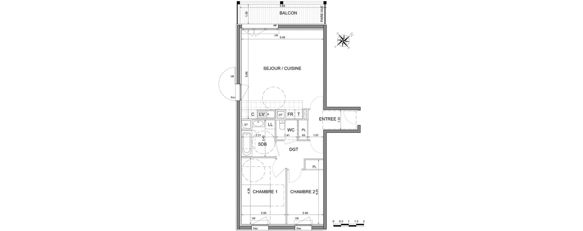 Appartement T3 de 69,40 m2 &agrave; L'Isle-Adam Centre