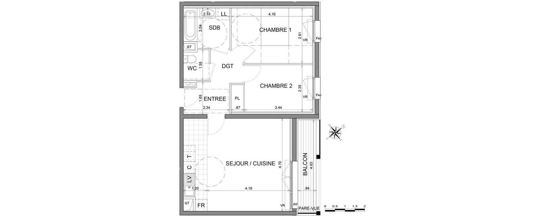 Appartement T3 de 57,90 m2 &agrave; L'Isle-Adam Centre