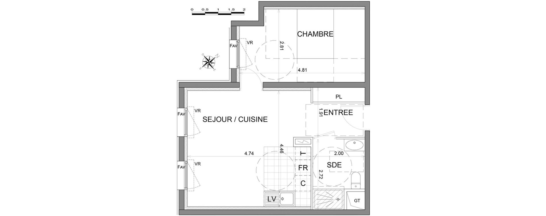 Appartement T2 de 42,70 m2 &agrave; L'Isle-Adam Centre