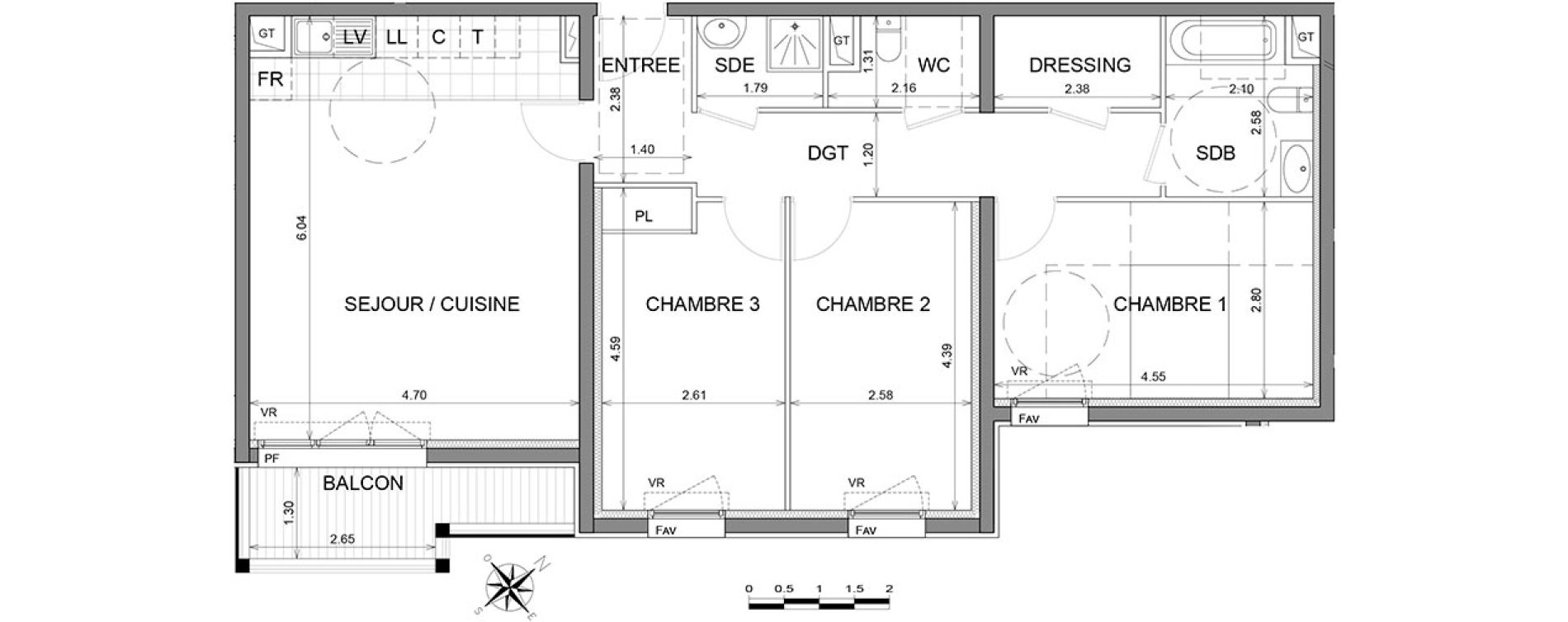 Appartement T4 de 87,90 m2 &agrave; L'Isle-Adam Centre