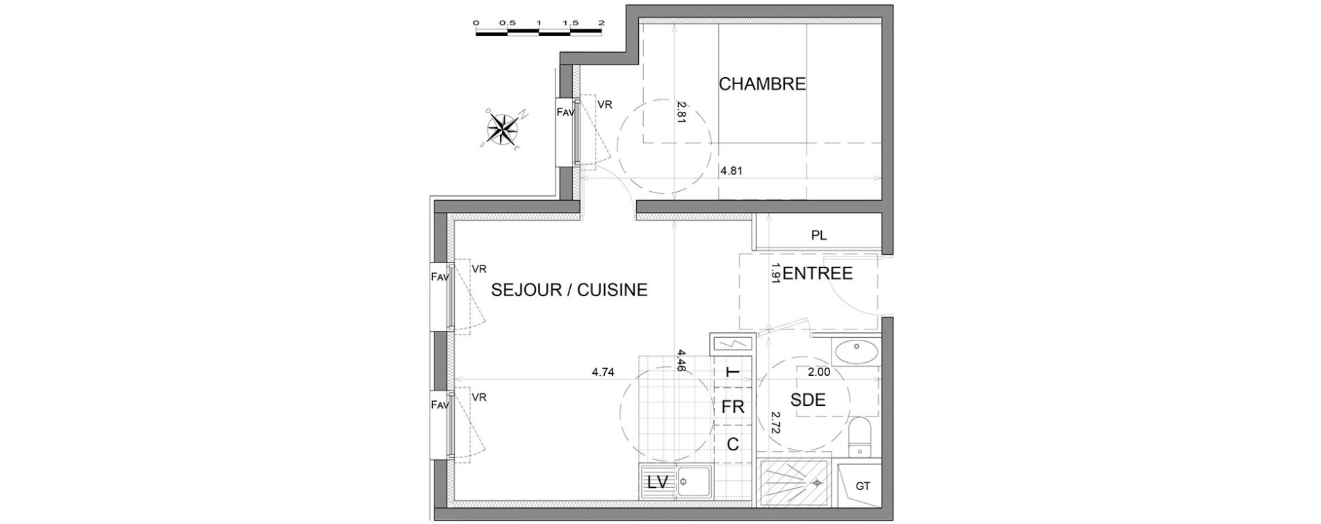 Appartement T2 de 42,70 m2 &agrave; L'Isle-Adam Centre