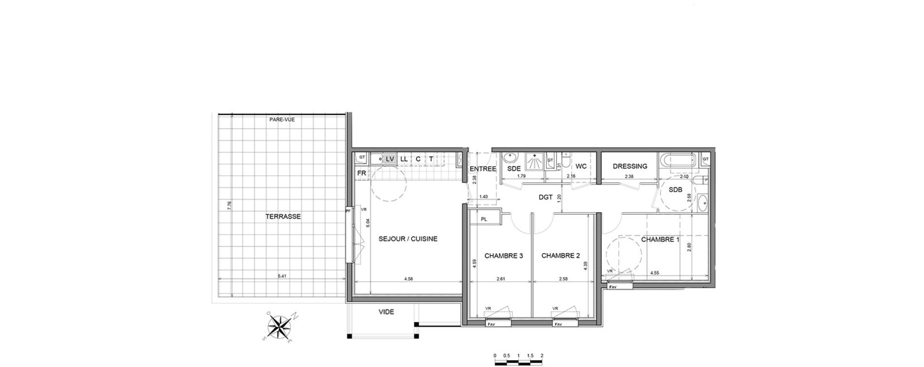 Appartement T4 de 87,20 m2 &agrave; L'Isle-Adam Centre