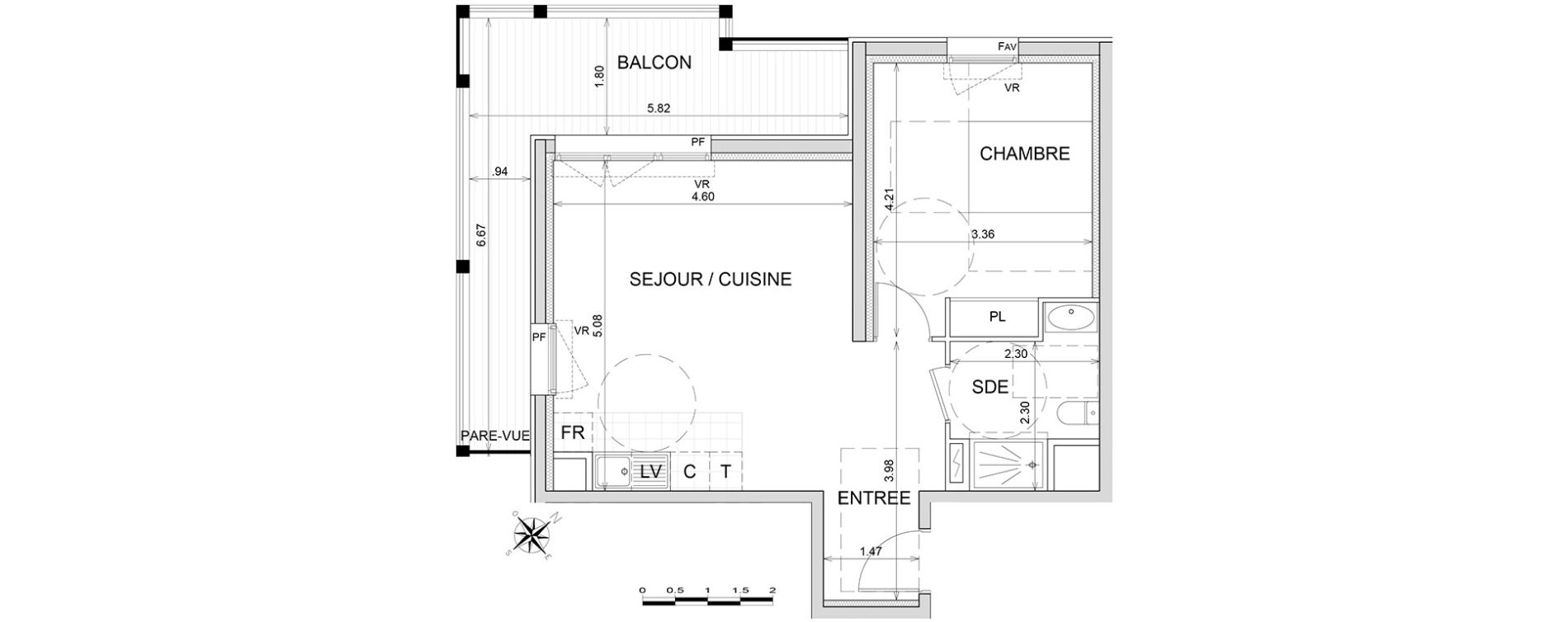 Appartement T2 de 47,70 m2 &agrave; L'Isle-Adam Centre