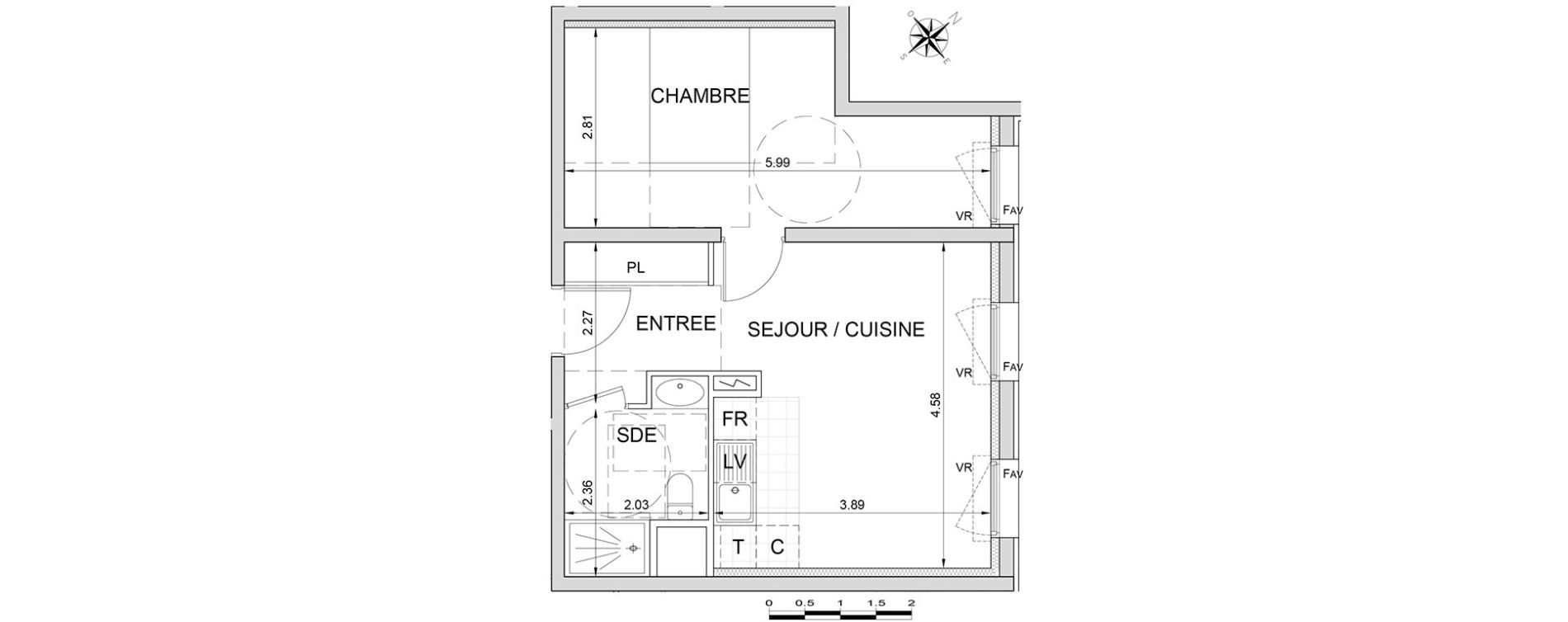 Appartement T2 de 40,50 m2 &agrave; L'Isle-Adam Centre