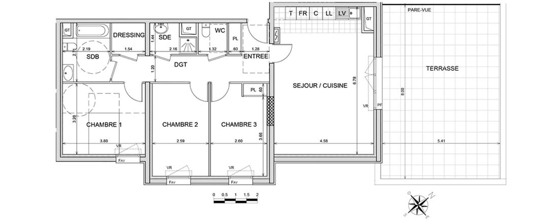 Appartement T4 de 88,70 m2 &agrave; L'Isle-Adam Centre