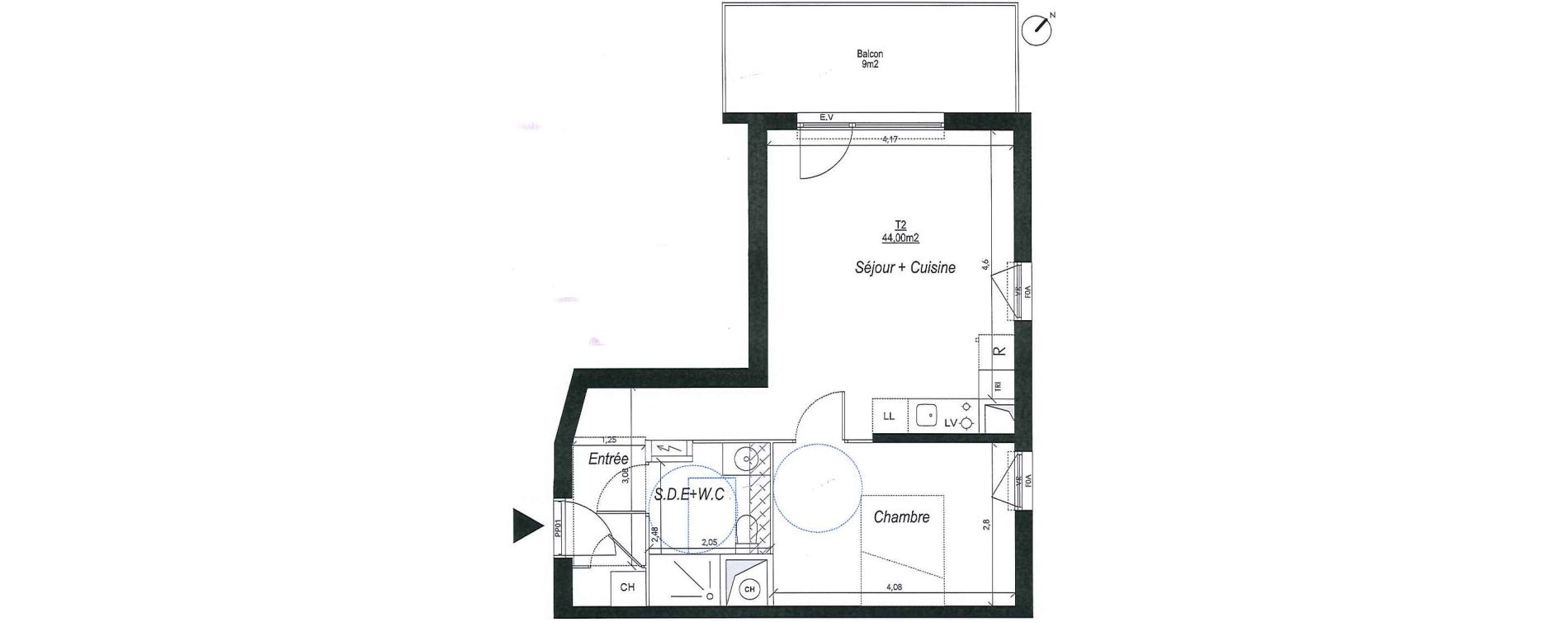 Appartement T2 de 43,60 m2 &agrave; Louvres Frais lieux
