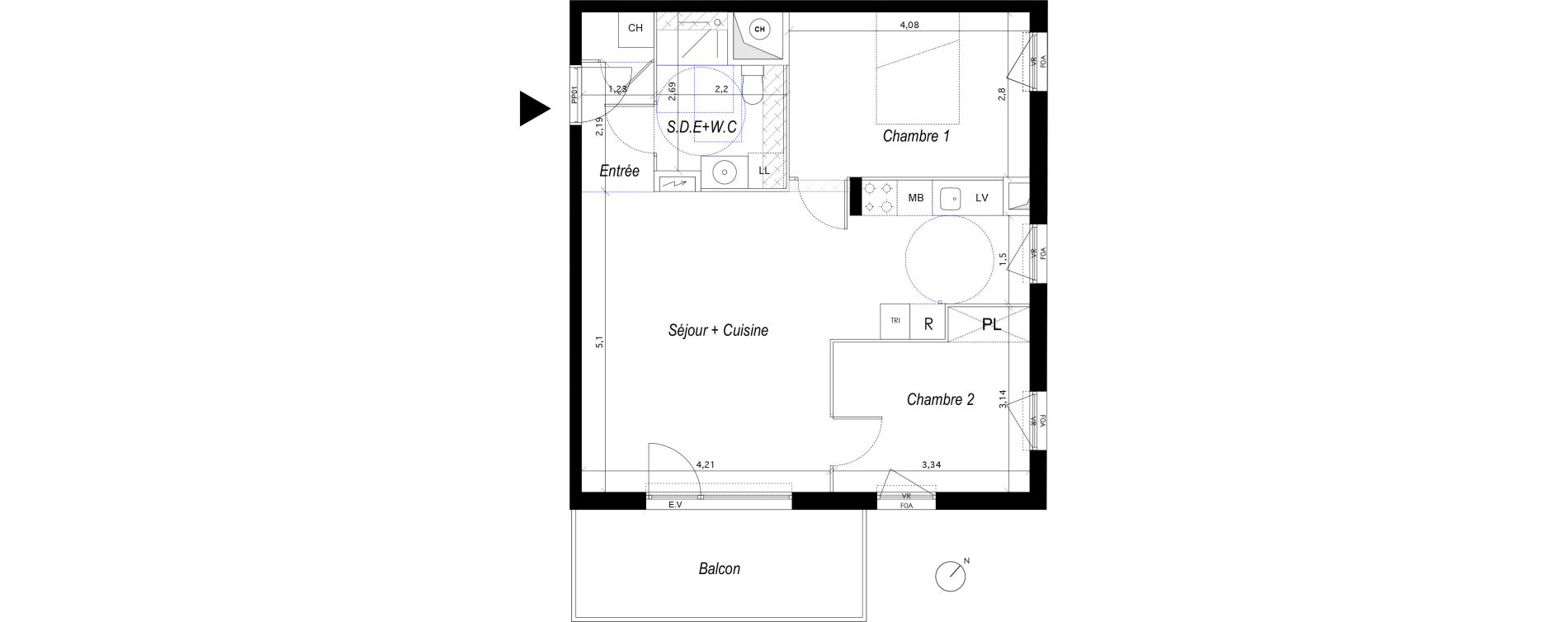 Appartement T3 de 59,30 m2 &agrave; Louvres Frais lieux
