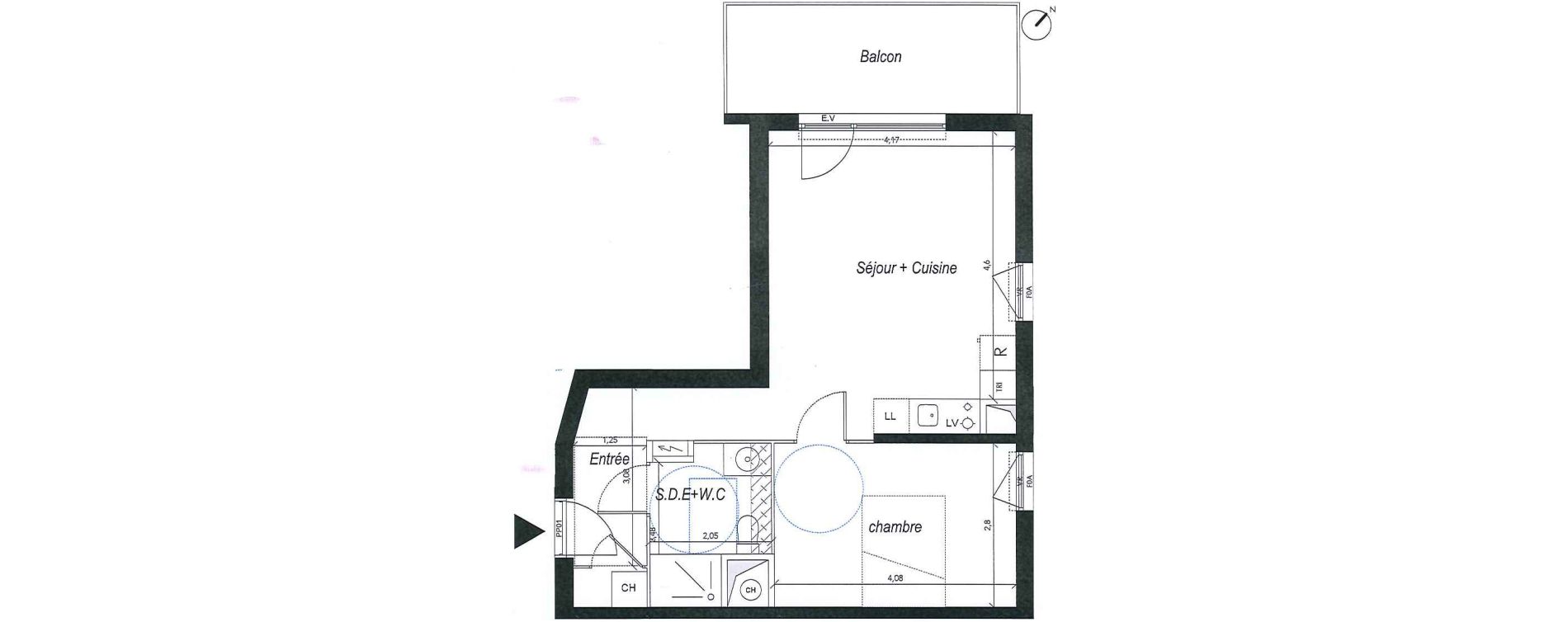 Appartement T2 de 43,60 m2 &agrave; Louvres Frais lieux