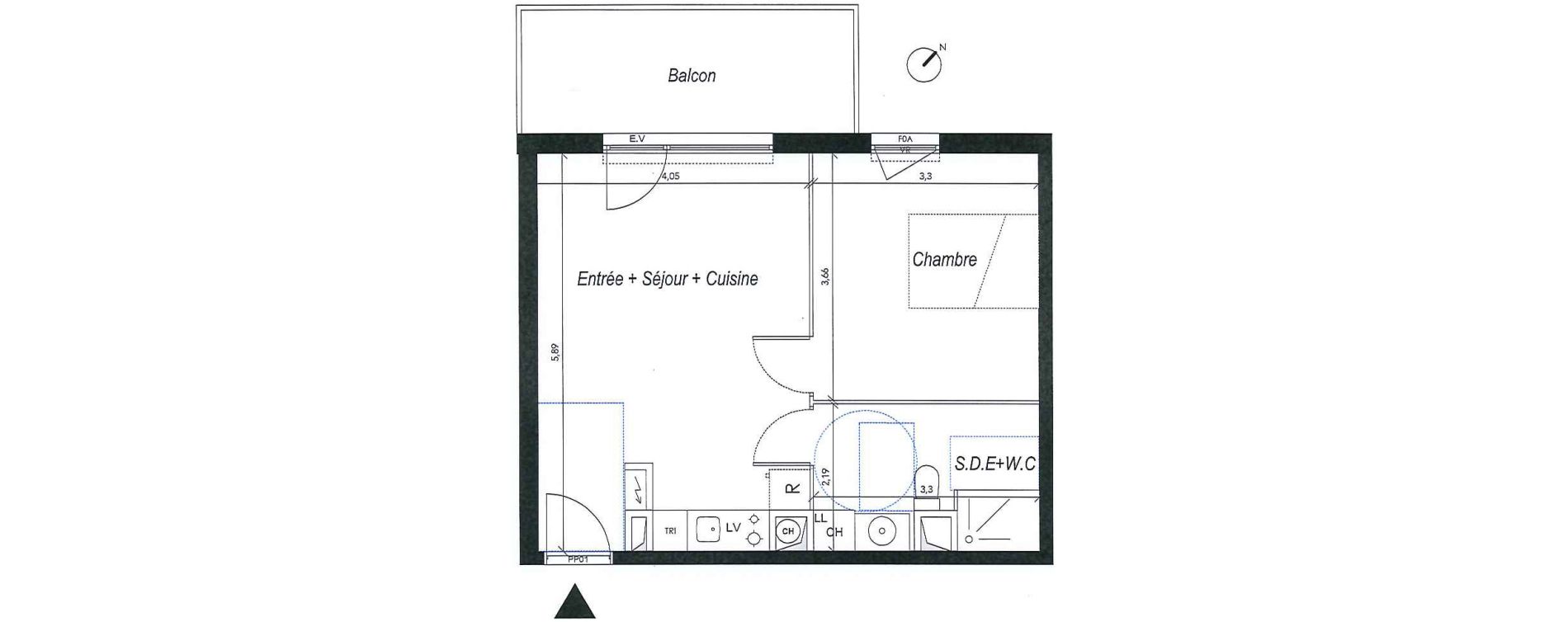 Appartement T2 de 41,50 m2 à Louvres Frais lieux
