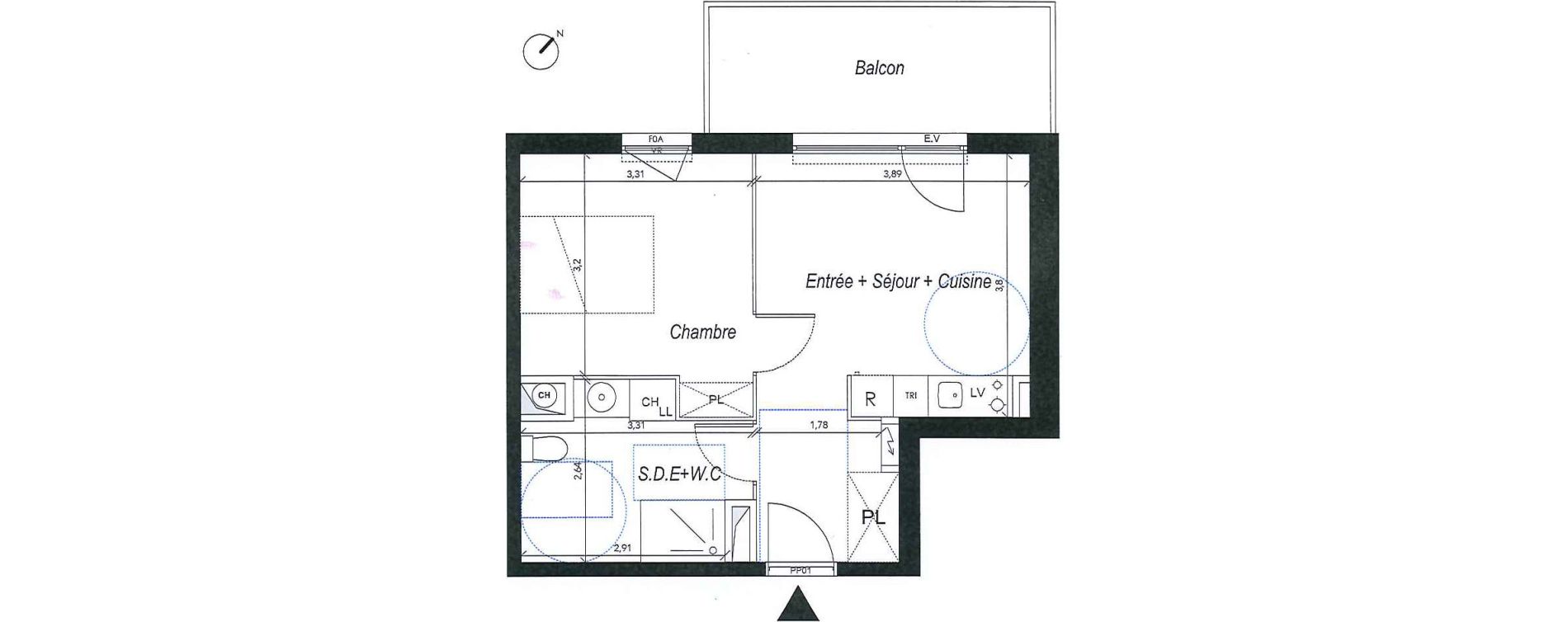 Appartement T2 de 37,30 m2 &agrave; Louvres Frais lieux