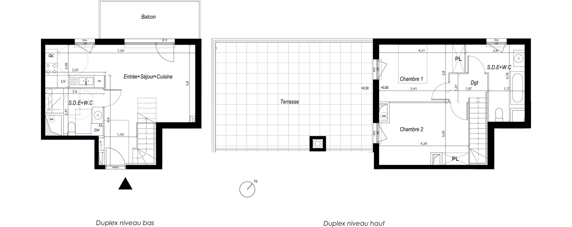Duplex T3 de 64,70 m2 &agrave; Louvres Frais lieux