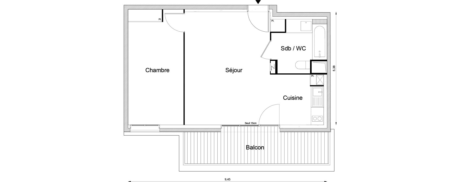 Appartement T2 de 48,66 m2 &agrave; Louvres Frais lieux