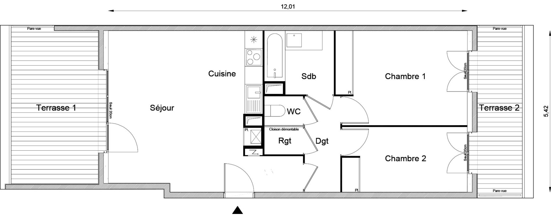 Appartement T3 de 62,57 m2 &agrave; Louvres Frais lieux